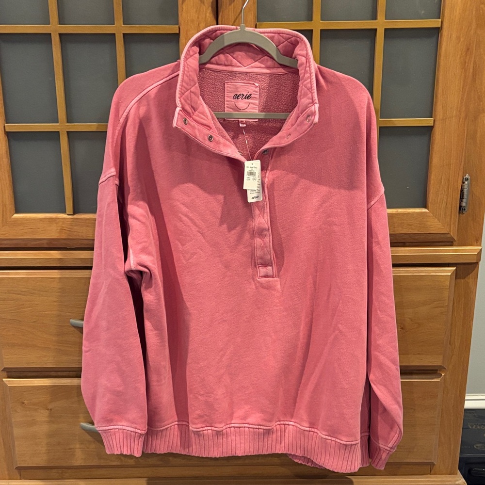 Aerie Dusty Rose  1/4 snap Sweater